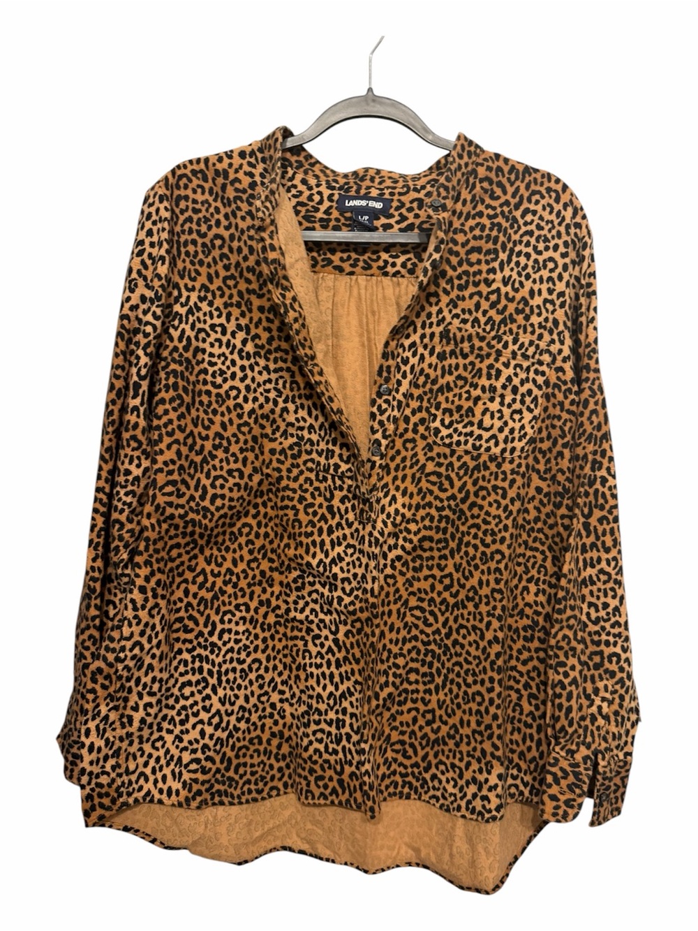 Lands' End Leopard Print Button-Down Shirt - Tan & Black